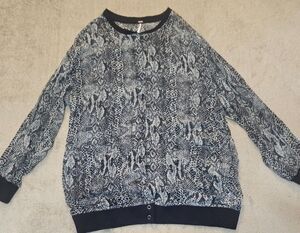 Free People Top Sheer Snake Print Button Down XS Oversized Boho Lightweight